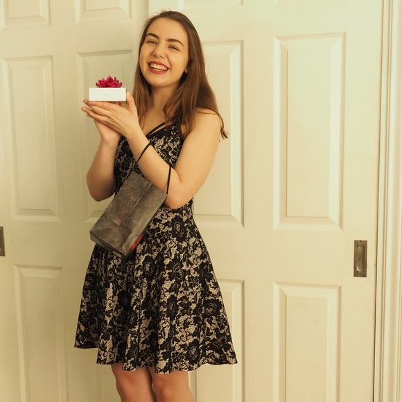 Spaghetti Strap Black Lace Dress W/Sandy Undertone - Picture 5 of 6